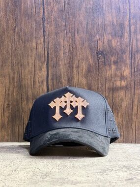 NWT El Barbas B-Cross Black Brown Suede Snapback Hat OSFA